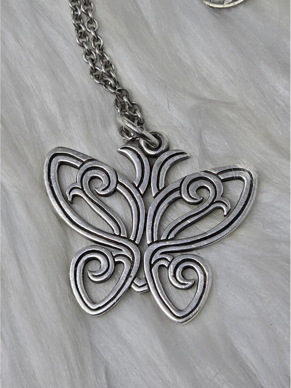 James Avery Retired XL Butterfly Pendant Thick 24" Chain